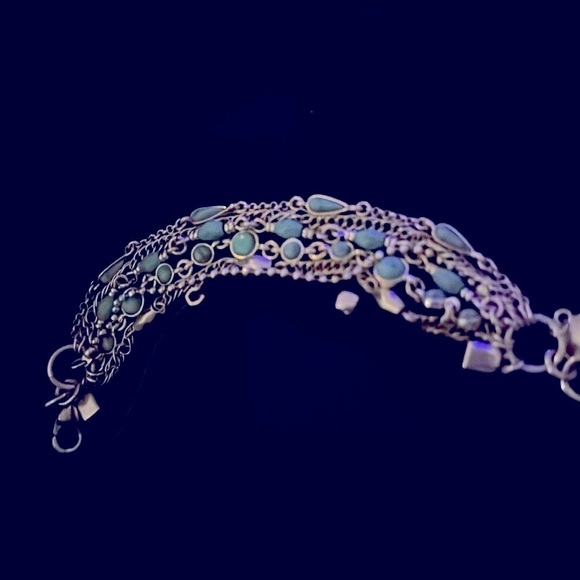 Lucky Brand Jewelry - Lucky Brand Turquoise Stone Chain Leather Bracelet
